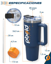 Cargar imagen en el visor de la galería, Termo de Acero Inoxidable (1.2L) — Botella Térmica con Manija y Pitillo
